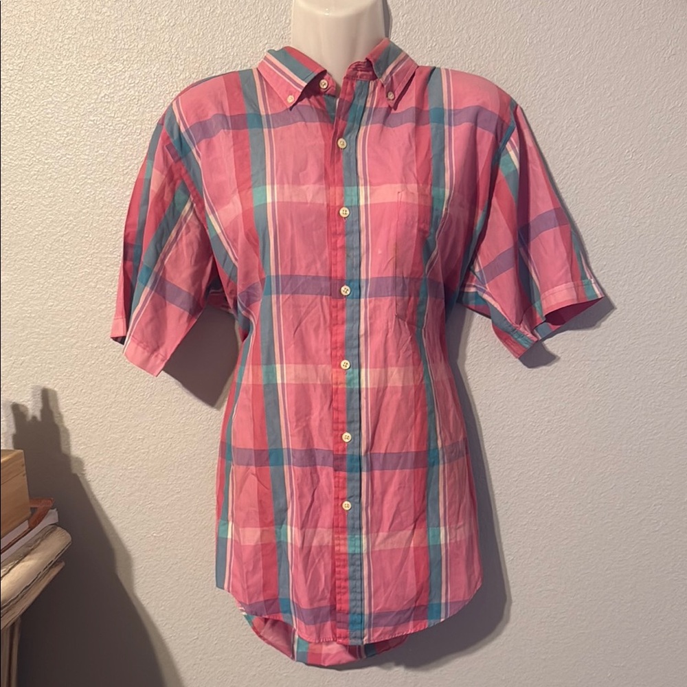 Colours Men's Short-Sleeve Button-Up Plaid Shirt - Pink